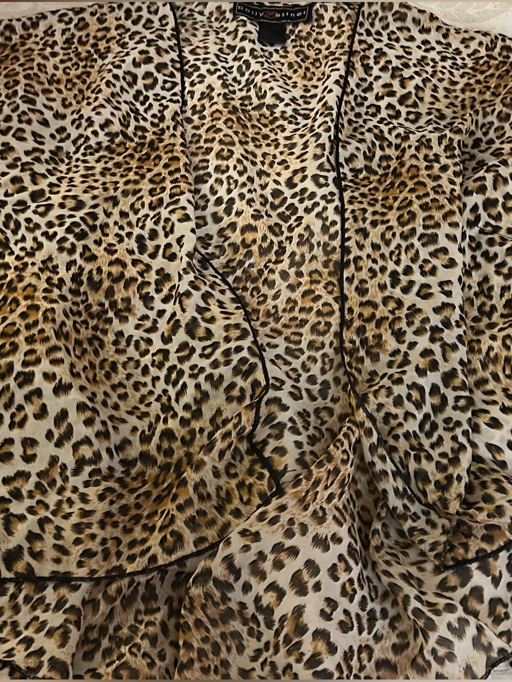 Polly & Esther Leopard Print Sheer Cover Up